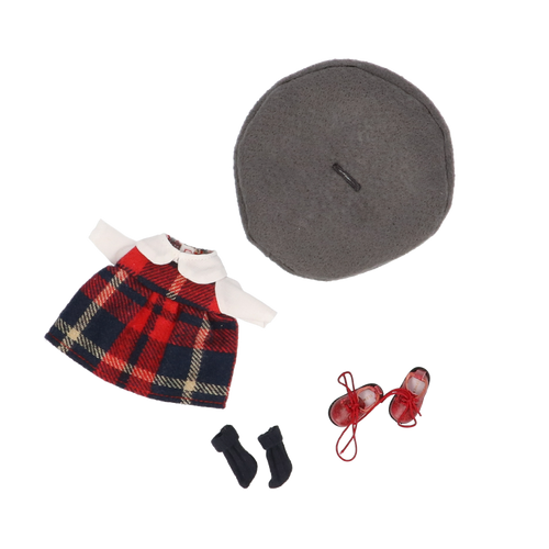 【Xmas Limited Edition】 DELUXE Dress-up Set / girly plaid dress (navy)