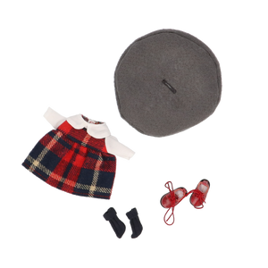 【Xmas Limited Edition】 DELUXE Dress-up Set / girly plaid dress (navy)